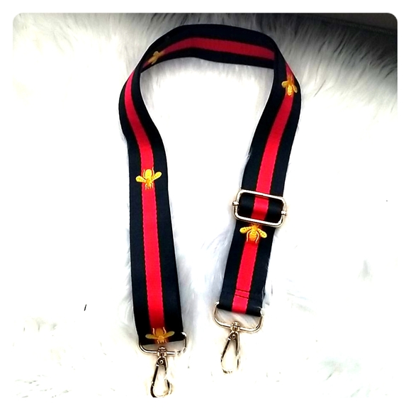 Red Navy Blue Striped Bee Web Crossbody Strap - Picture 2 of 4